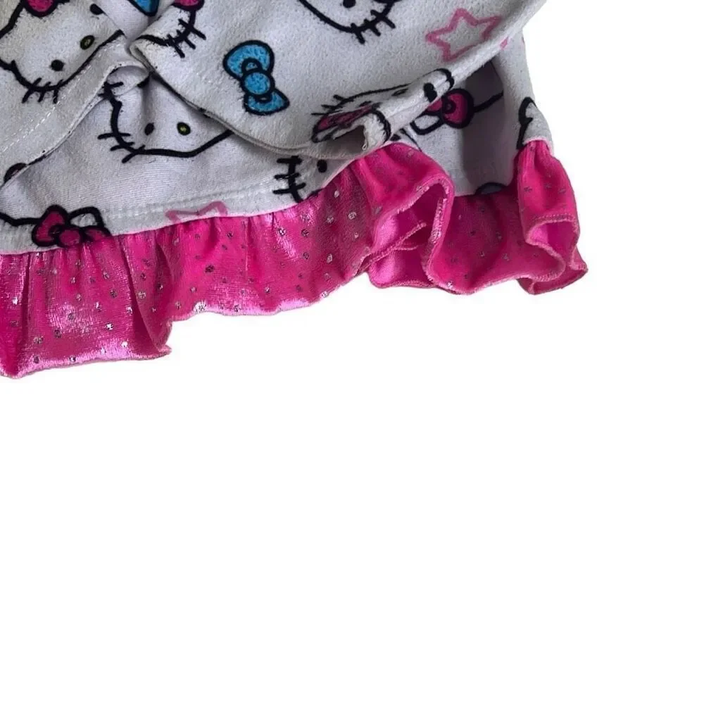 Sanrio Girl's White Pink Hello Kitty Flame Resistant Pajama Top Size M 7/8